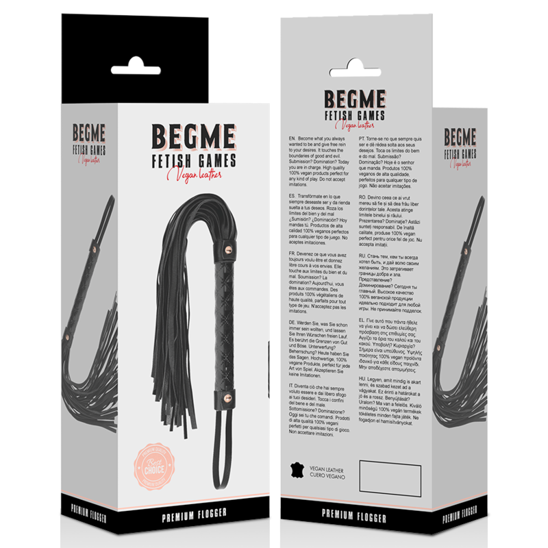 Begme - Black Edition Flogger in Pelle Vegana