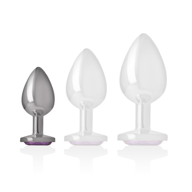 Intense - Plug Anale in Metallo Alluminio con Cristallo Viola Misura S