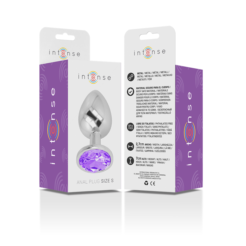 Intense - Plug Anale in Metallo Alluminio con Cristallo Viola Misura S