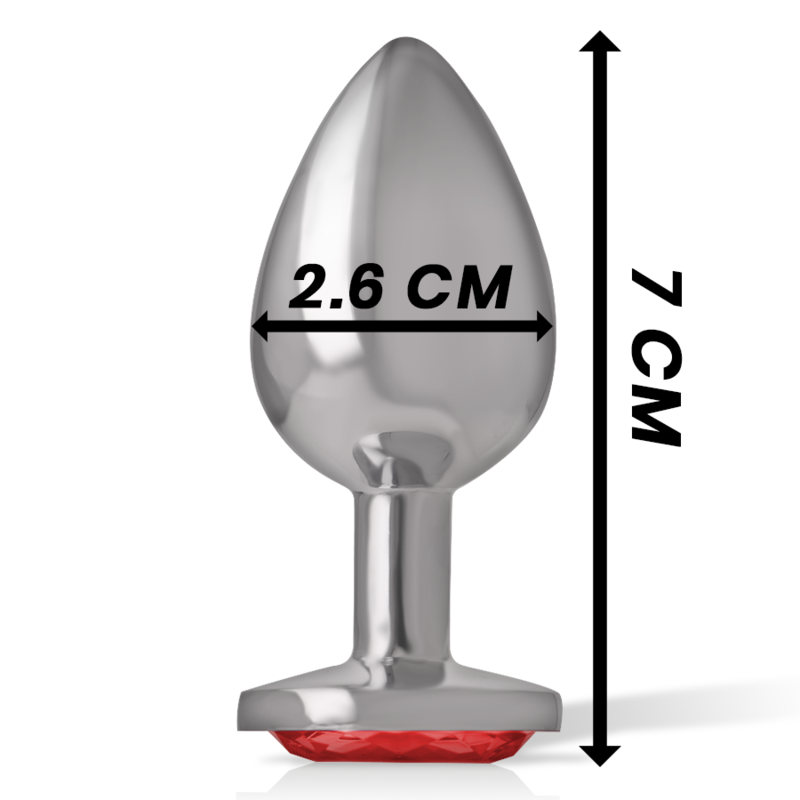 Intense - Plug Anale in Metallo Alluminio con Cristallo Rosso Misura S