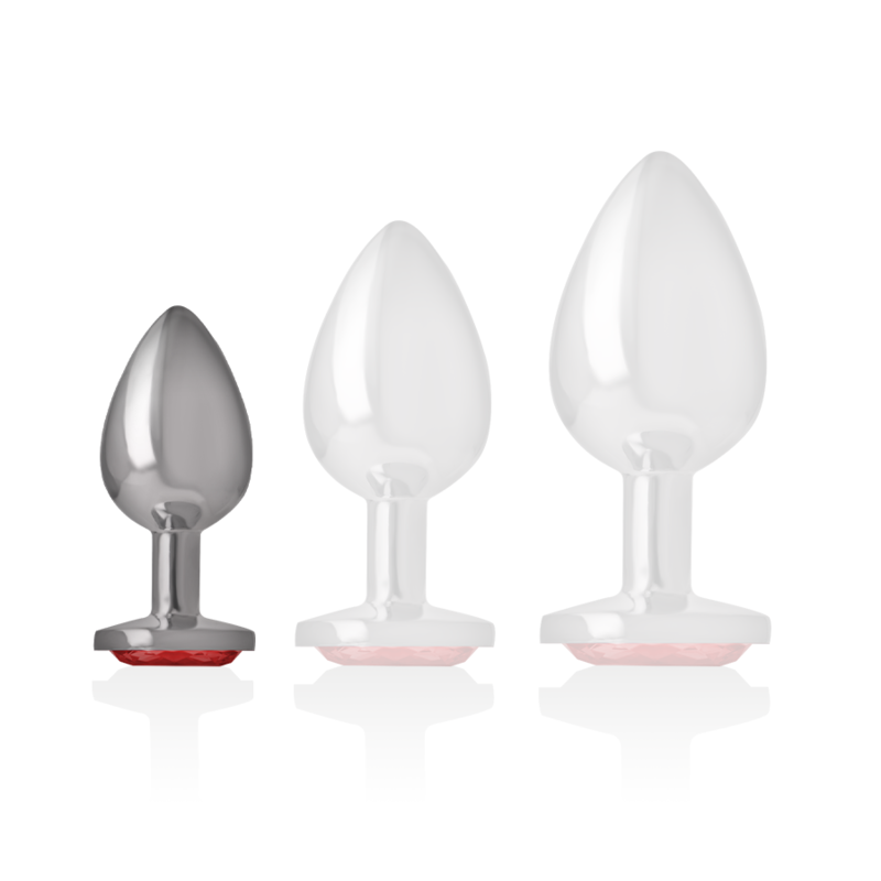 Intense - Plug Anale in Metallo Alluminio con Cristallo Rosso Misura S