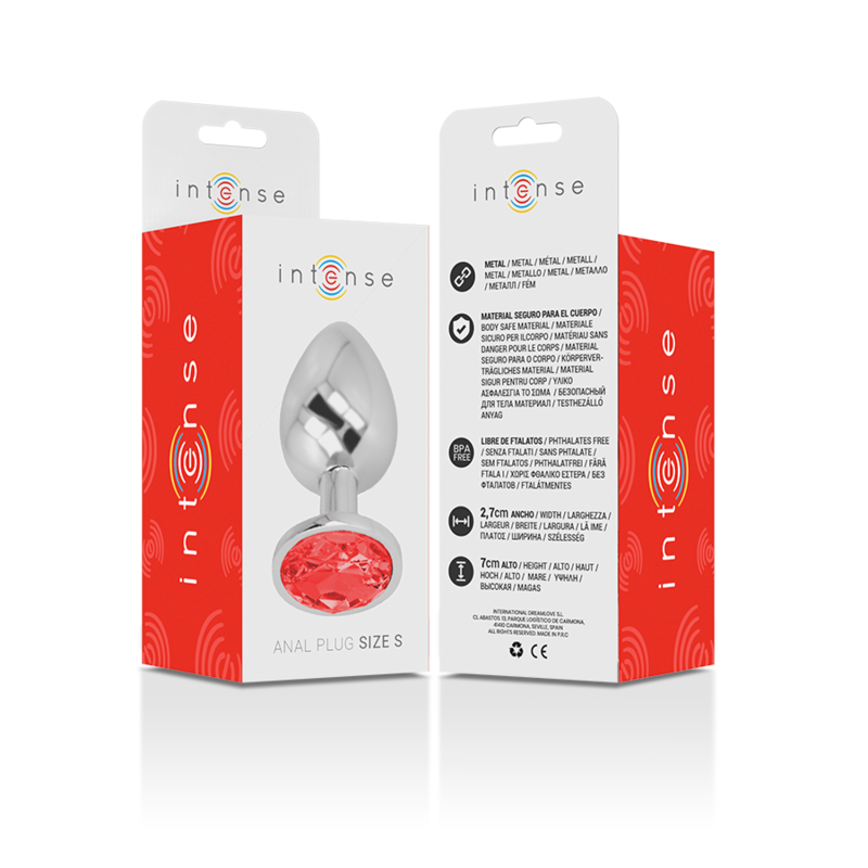 Intense - Plug Anale in Metallo Alluminio con Cristallo Rosso Misura S