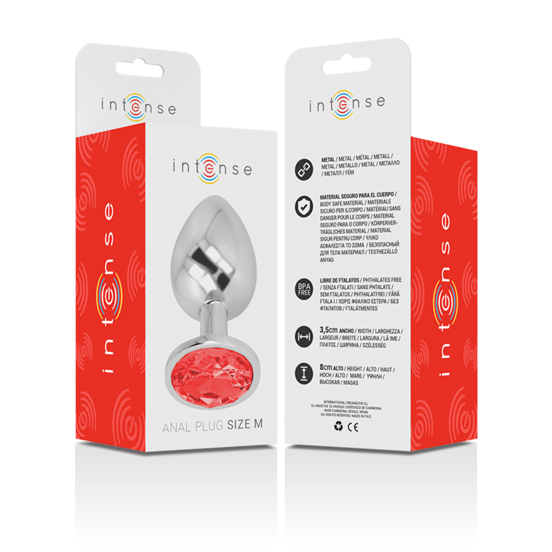 Intense - Plug Anale in Metallo con Cristallo Rosso Misura M
