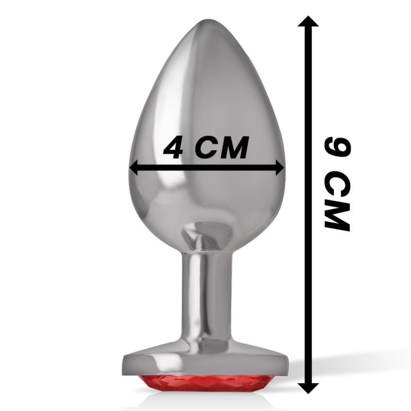 Intense - Plug Anale in Metallo Alluminio con Cristallo Rosso Misura L