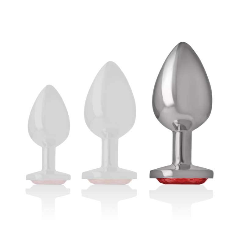 Intense - Plug Anale in Metallo Alluminio con Cristallo Rosso Misura L