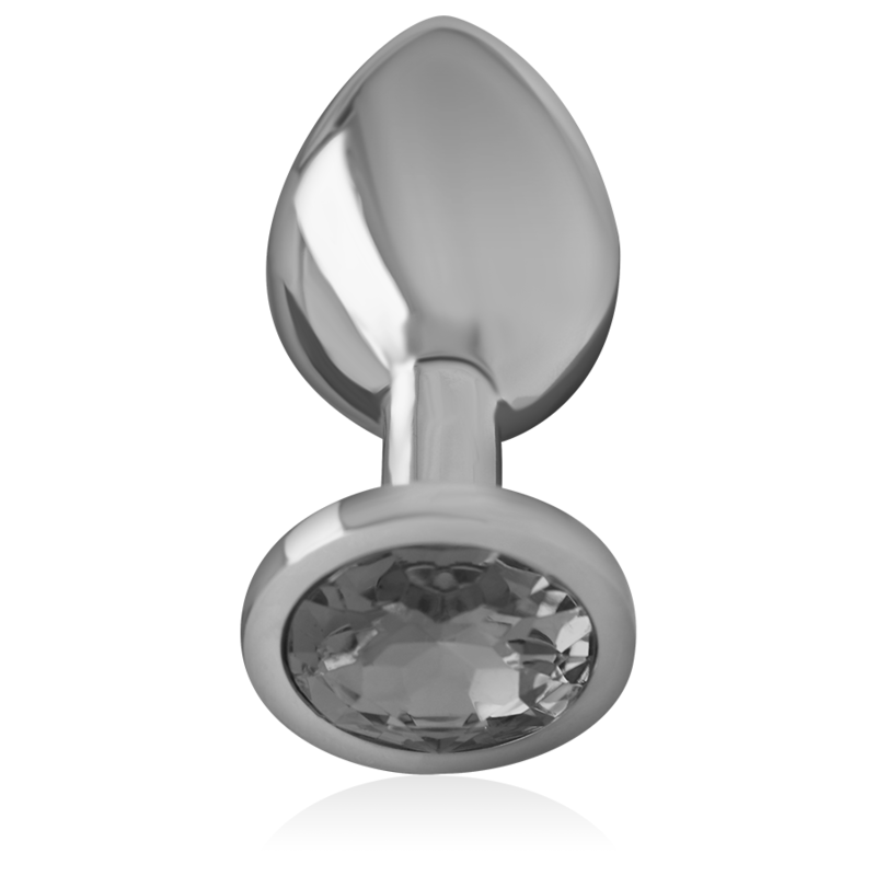 Intense - Plug Anale in Metallo Alluminio con Vetro Nero Taglia M