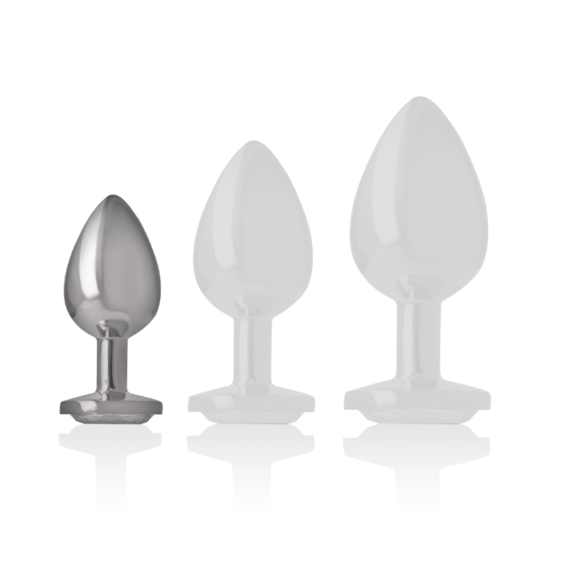 Intense - Plug Anale in Metallo Alluminio con Cristallo Argento Misura S
