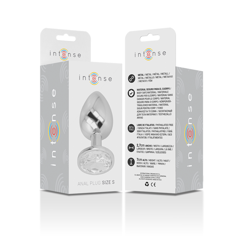 Intense - Plug Anale in Metallo Alluminio con Cristallo Argento Misura S