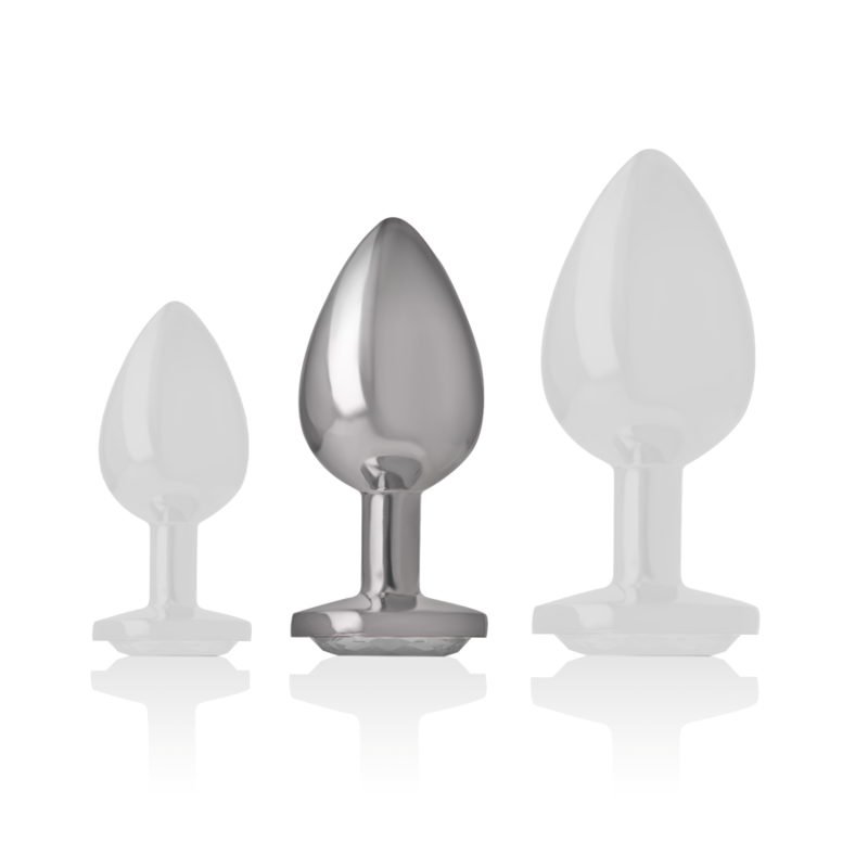 Intense - Plug Anale in Metallo Alluminio con Cristallo Argento Taglia M