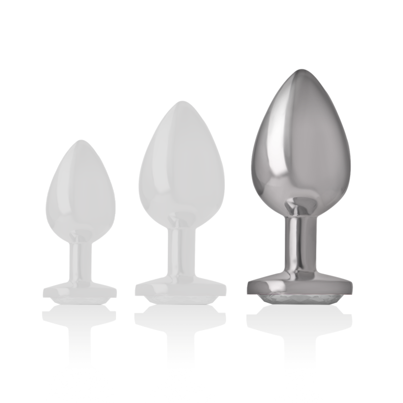 Intense - Plug Anale in Metallo Alluminio con Cristallo Argento Misura L
