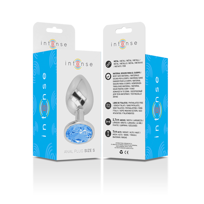 Intense - Plug Anale in Metallo Alluminio con Cristallo Blu Taglia S