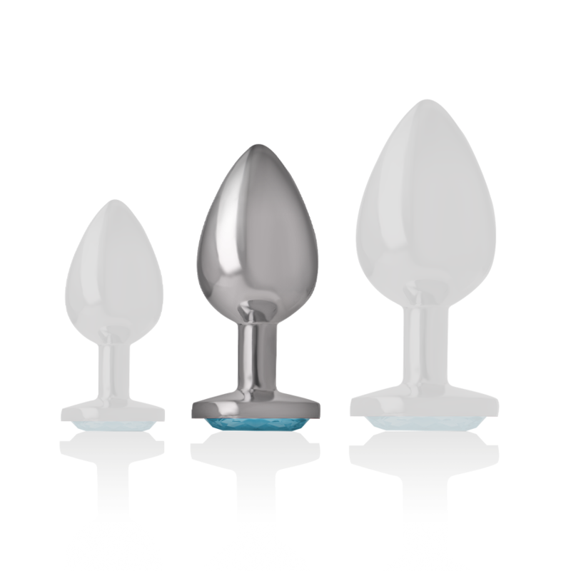Intense - Plug Anale in Metallo Alluminio con Vetro Blu Taglia M