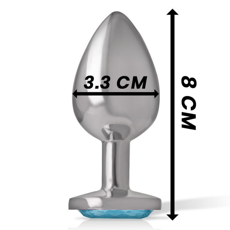 Intense - Plug Anale in Metallo Alluminio con Vetro Blu Taglia M