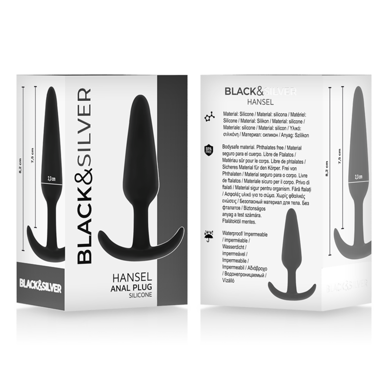 Black&silver - Plug Anale in Silicone Hansel con Maniglia Piccolo