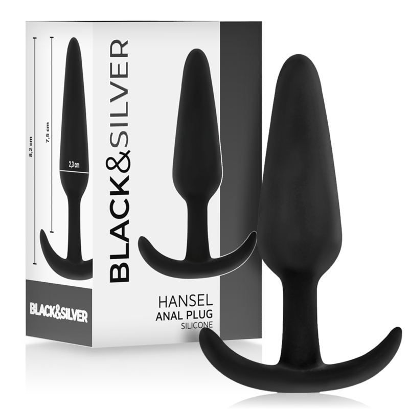 Black&silver - Plug Anale in Silicone Hansel con Maniglia Piccolo