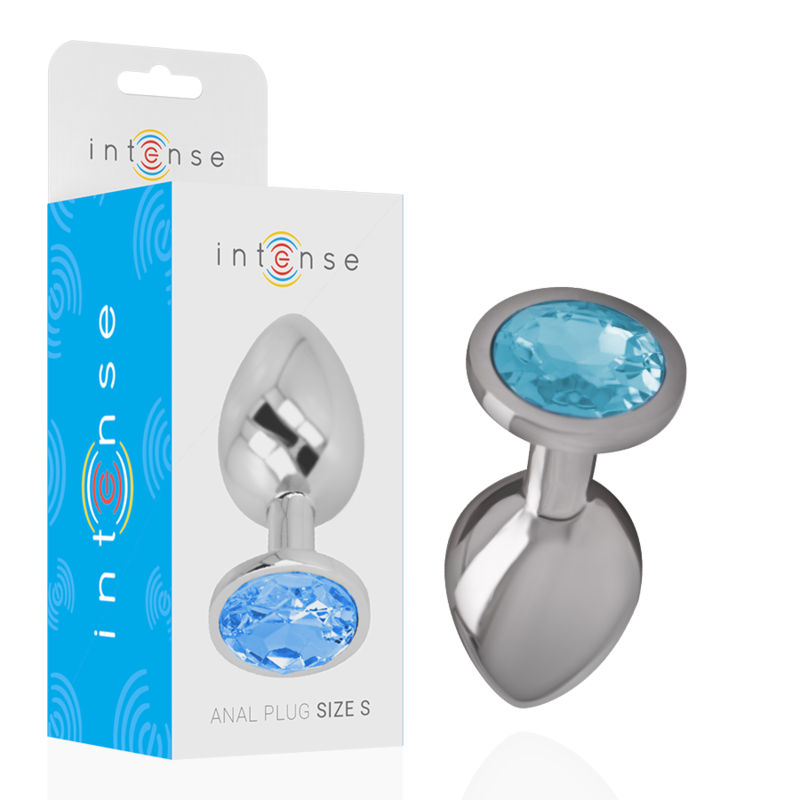 Intense - Plug Anale in Metallo Alluminio con Cristallo Blu Taglia S