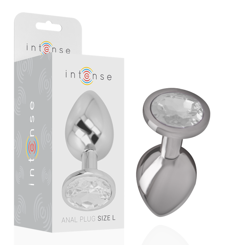 Intense - Plug Anale in Metallo Alluminio con Cristallo Argento Misura L