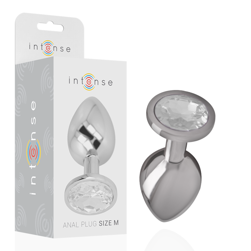 Intense - Plug Anale in Metallo Alluminio con Cristallo Argento Taglia M