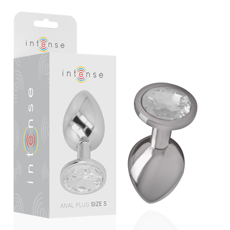 Intense - Plug Anale in Metallo Alluminio con Cristallo Argento Misura S