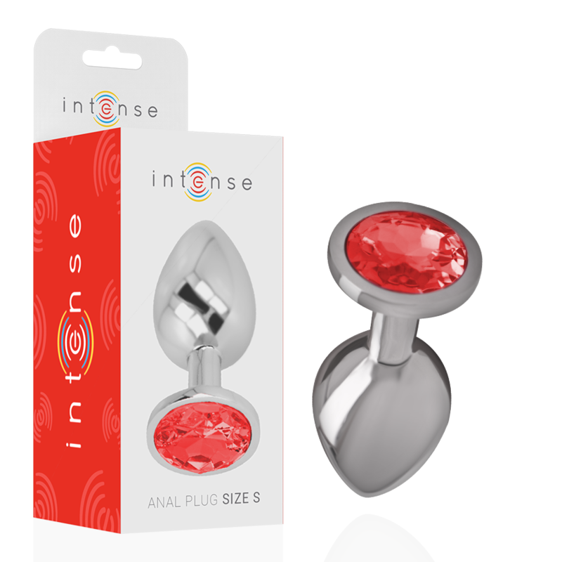 Intense - Plug Anale in Metallo Alluminio con Cristallo Rosso Misura S