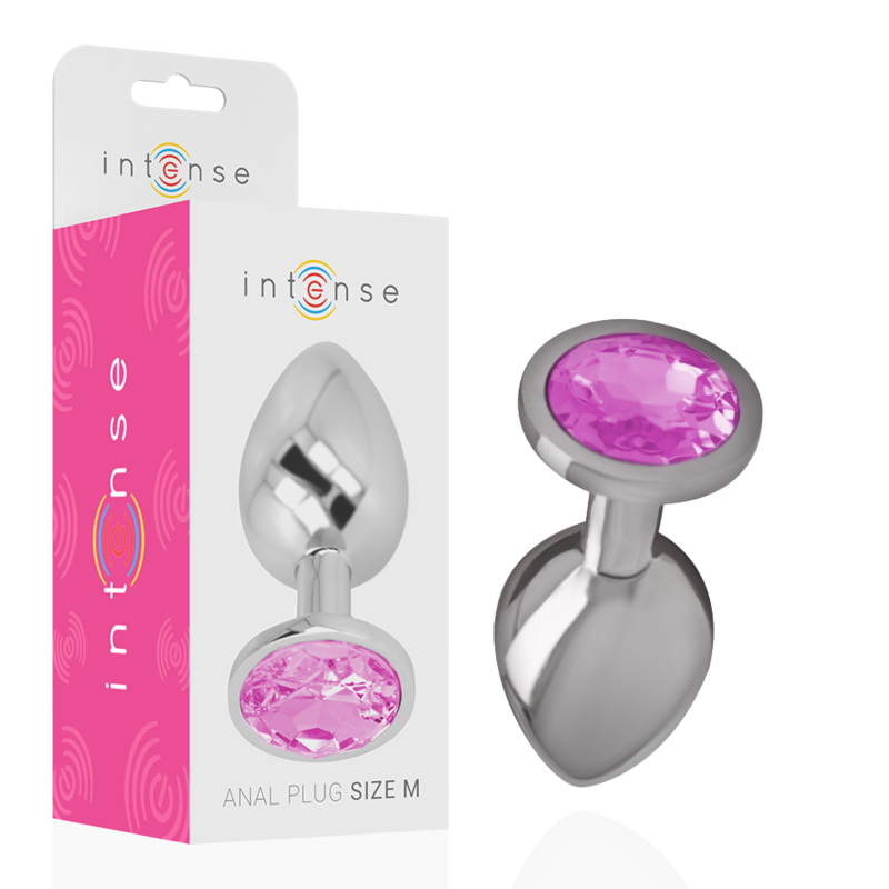 Intense - Plug Anale in Metallo Alluminio con Cristallo Rosa Taglia M