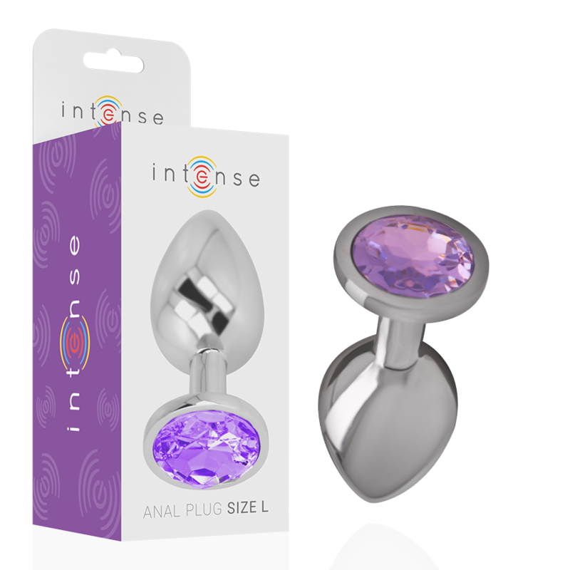 Intense - Plug Anale in Metallo Alluminio con Cristallo Viola Misura S