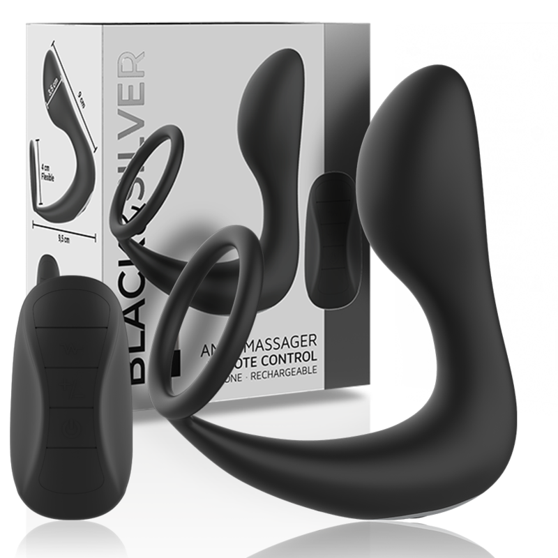 Black&silver - Massaggiatore Anale con Telecomando Ricaricabile in Silicone Nero