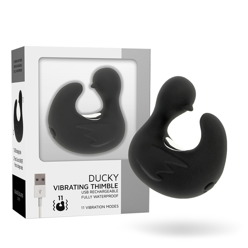 Black&silver - Duckymania Ditale Ricaricabile Stimolante D'anatra in Silicone