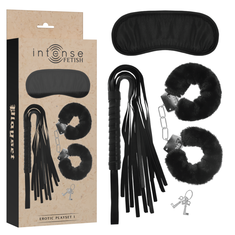 Intense - Fetish Playset Erotico 1 con Manette, Maschera Cieca e Flogger