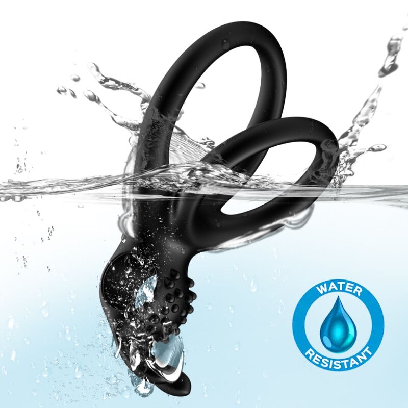 Armony - Anello Vibratore Doppio Traveller per Coppia Rabbit Black
