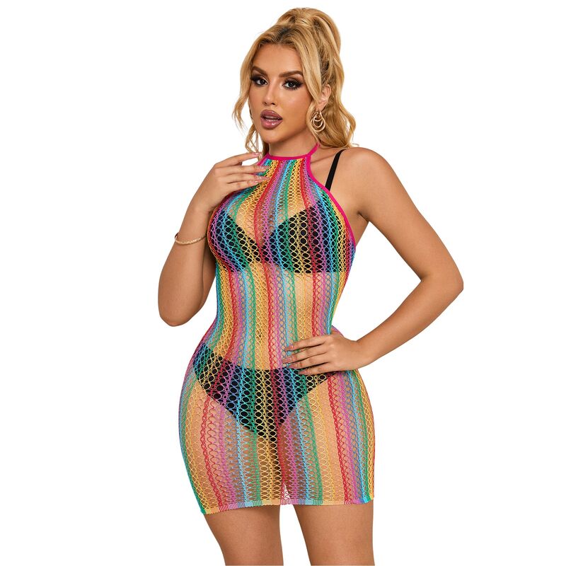 Subblime - 952341 Vestito a Rete Arcobaleno Taglia Unica