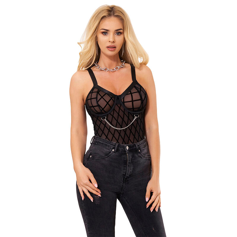 Subblime - 9542277 Body con Catene + Cintura Reggicalze Nero L/XL