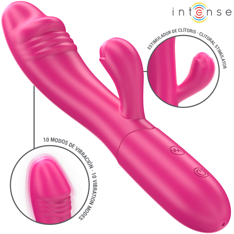 Intense - Vibratore Flessibile Ivy 10 Vibrazioni con Stimolazione della Lingua Rosa