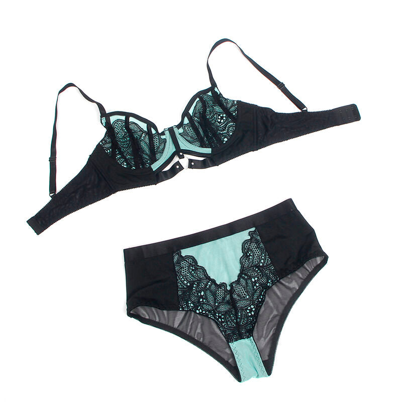 Subblime - 955557 Set Reggiseno in Vernice Verde con Cerniera S/M