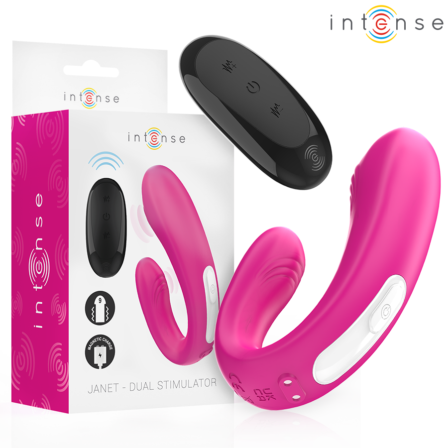 Intense - Janet Dual Stimolatore e Vibratore a Forma di U con Telecomando Rosa