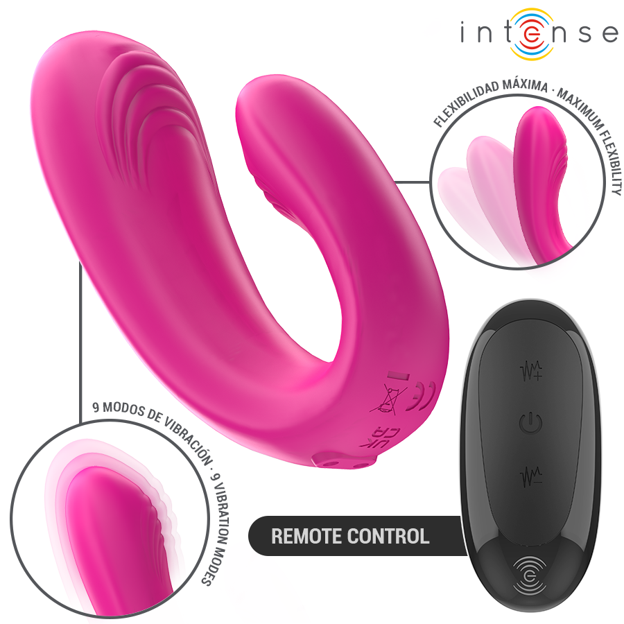 Intense - Janet Dual Stimolatore e Vibratore a Forma di U con Telecomando Rosa