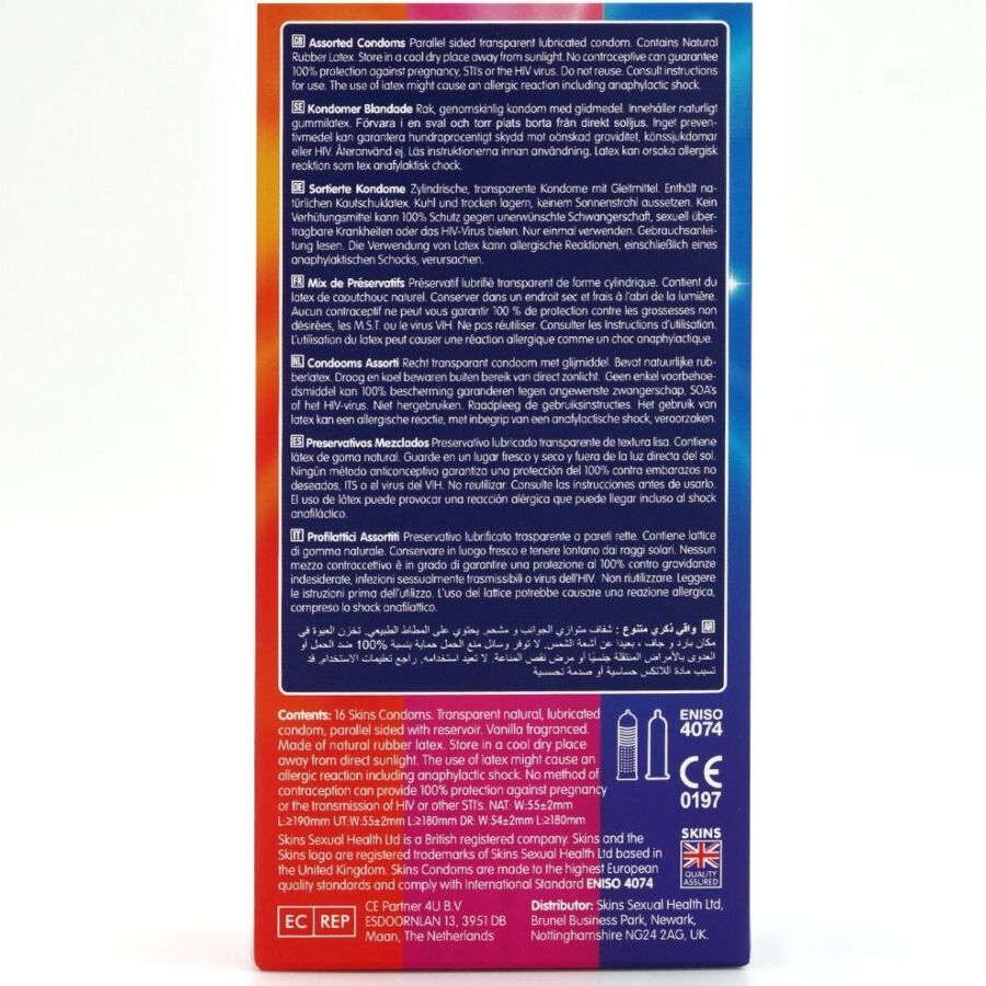 Skins - Confezione Assortita di Premium Conservanti 16 Pezzi