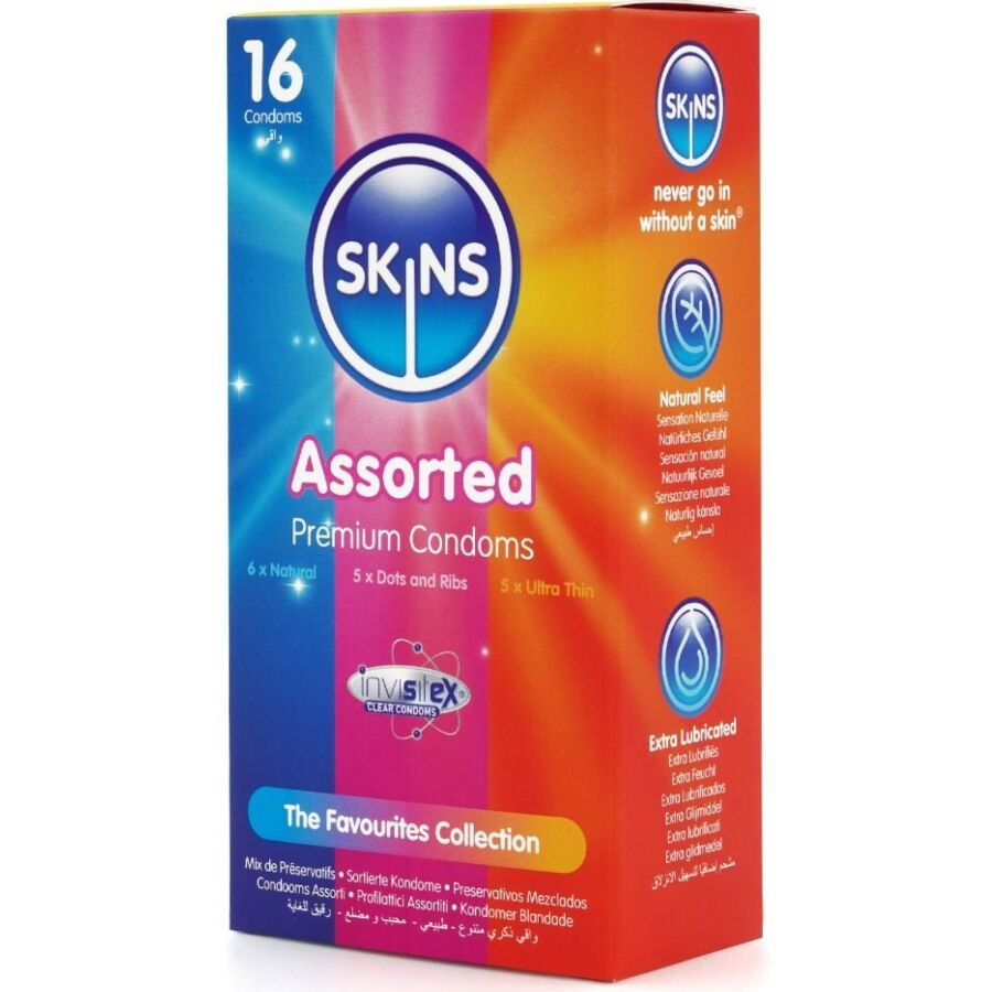 Skins - Confezione Assortita di Premium Conservanti 16 Pezzi