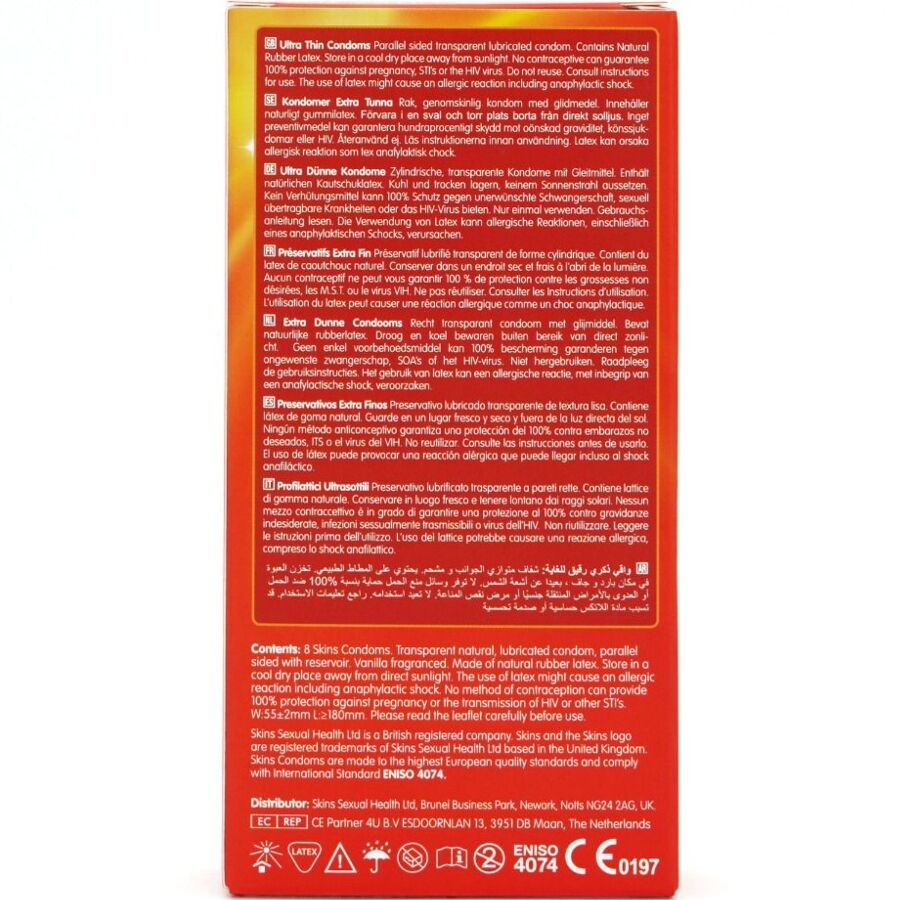 Skins - Preservativi Ultra Sottili Premium Confezione da 8
