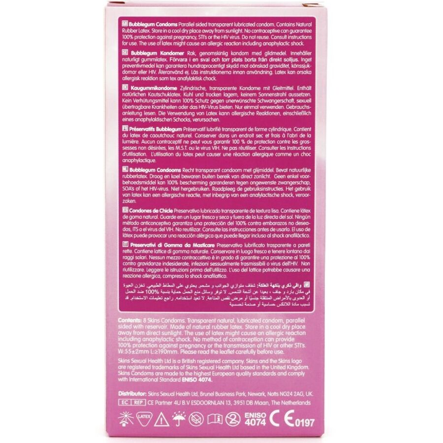 Skins - Bubblegum Premium Condom Confezione da 8