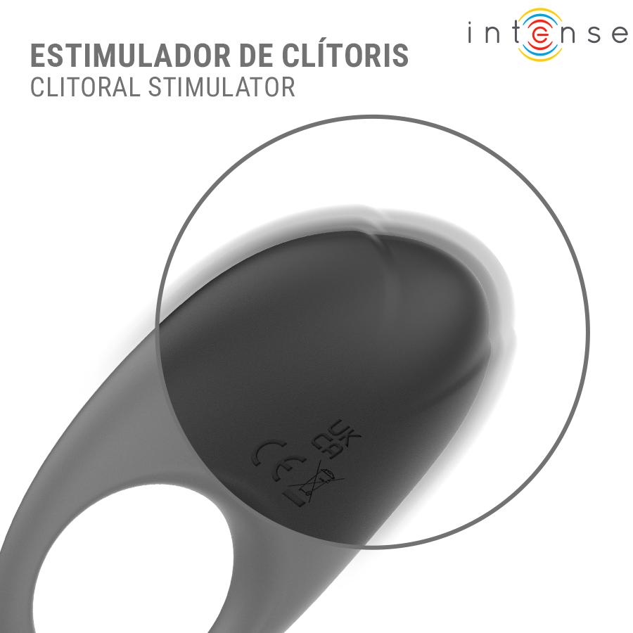 Intense - Merlotte Anillo Vibratore con Estimulación De Clítoris Negro