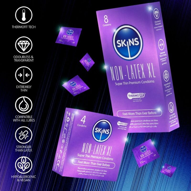 Skins - Preservativi senza Lattice, Confezione XL da 4