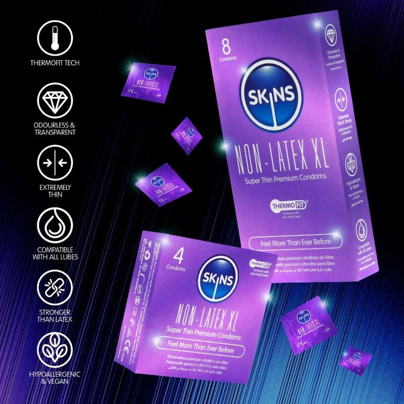 Skins - Preservativi senza Lattice, Confezione XL da 4