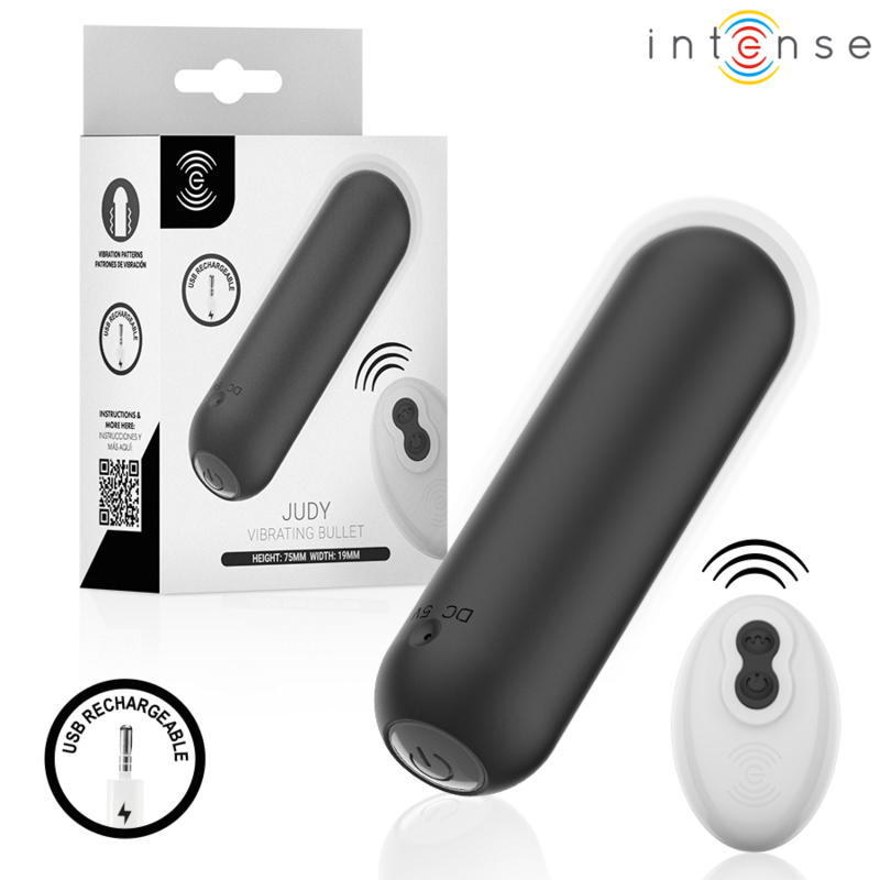 Intense - Judy Vibratore a Proiettile Ricaricabile con Telecomando Nero