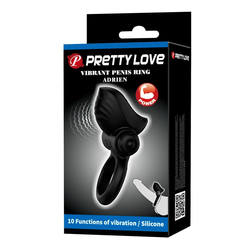 Pretty Love - Adrien Anello Vibrante per Pene 10 Funzioni Nero
