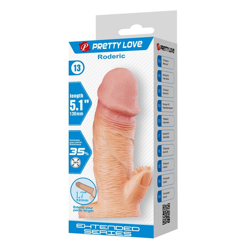 Pretty Love - Manicotto di Estensione del Pene Roderico 13 cm Ø 3,8 cm Naturale