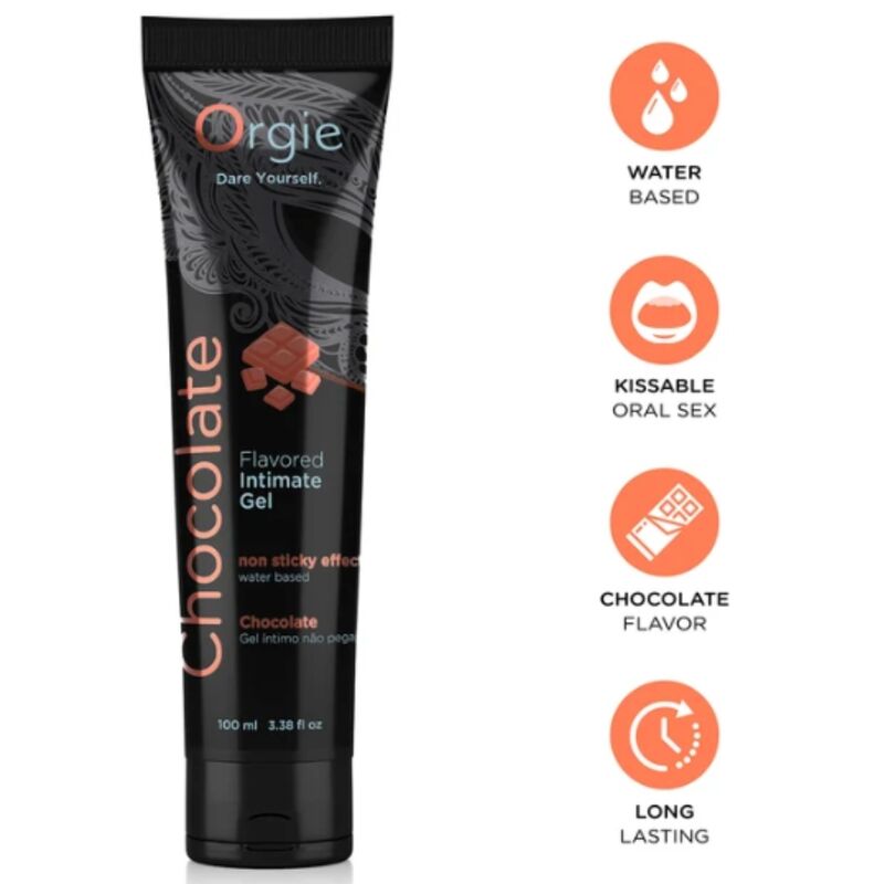 Orgie - Tubo Lubrificante al Cioccolato Baciabile Gel Intimo a Base De Acqua 100 Ml