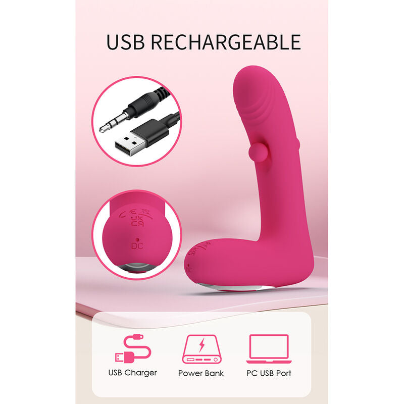 Pretty Love - Vibratore Ricaricabile in Silicone Duden con 12 Modalità di Vibrazione e 3 Modalità di Oscillazione, Rosa