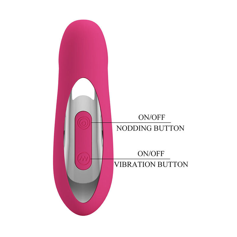 Pretty Love - Vibratore Ricaricabile in Silicone Duden con 12 Modalità di Vibrazione e 3 Modalità di Oscillazione, Rosa