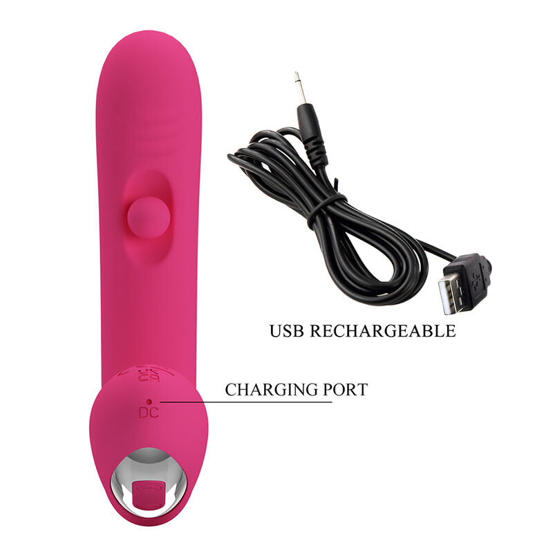 Pretty Love - Vibratore Ricaricabile in Silicone Duden con 12 Modalità di Vibrazione e 3 Modalità di Oscillazione, Rosa